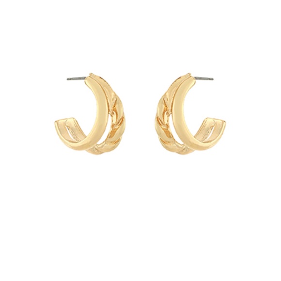 Textured Double Layered Hoops - Picture 1 of 1